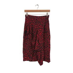Red leopard print asymmetrical skirt